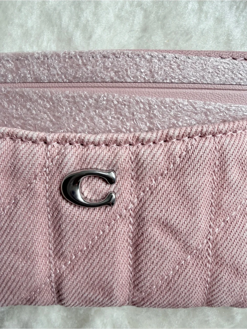Coach Denim Cargo Card Case Wallet Ballerina Pink
